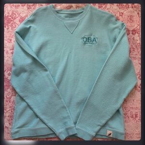 League Light Teal Ribbed Crewneck Sweater